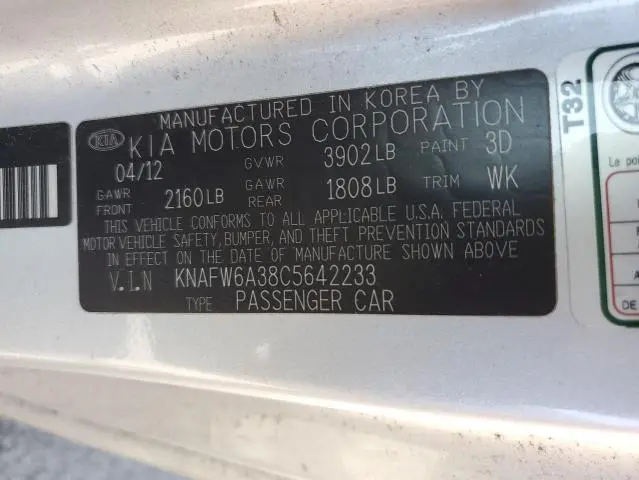 2012 KIA FORTE SX  