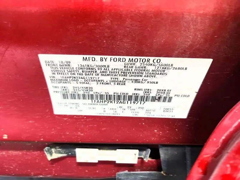 2010 FORD TAURUS SHO  