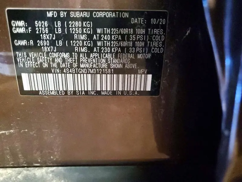2021 SUBARU OUTBACK LIMITED XT  