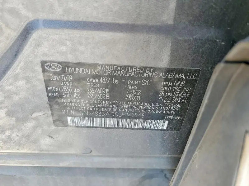 2020 HYUNDAI SANTA FE SEL  