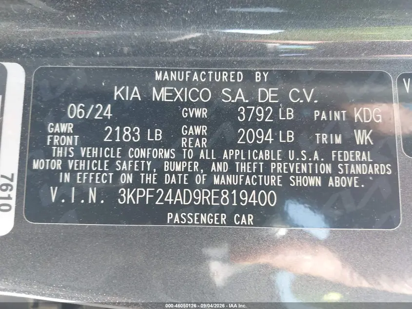 2024 KIA FORTE LXS
