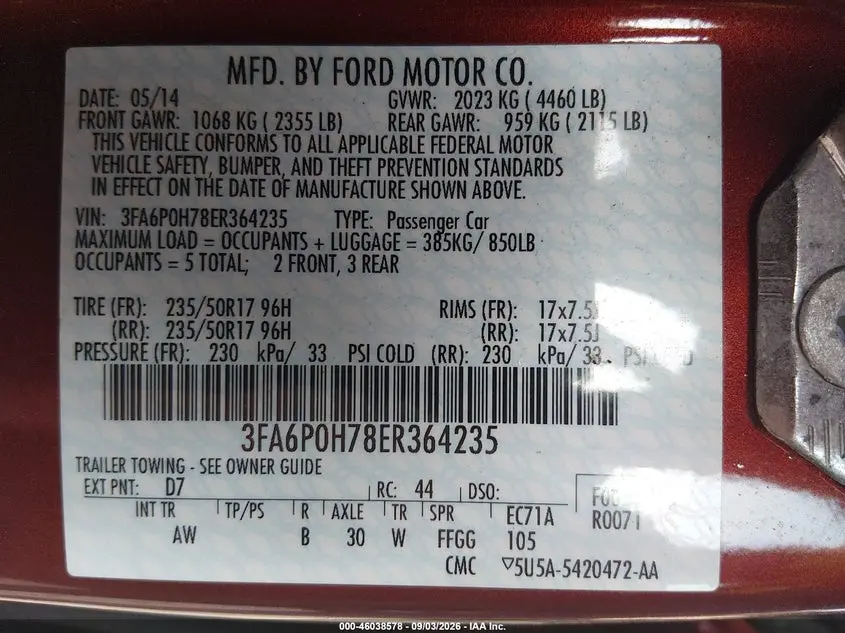 2014 FORD FUSION SE