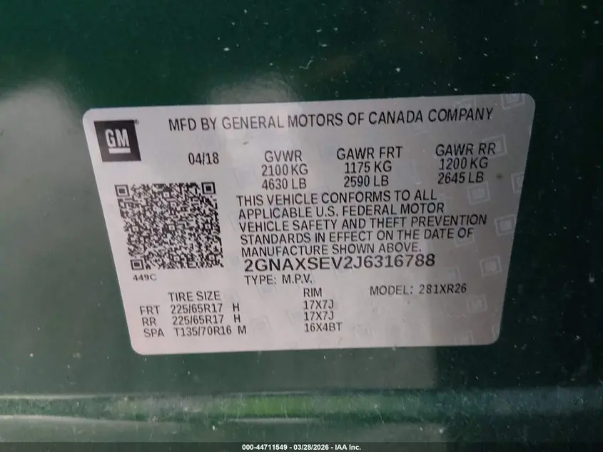 2018 CHEVROLET EQUINOX LT