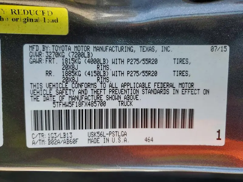 2015 TOYOTA TUNDRA LIMITED  