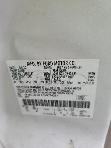 2012 FORD ESCAPE XLT  