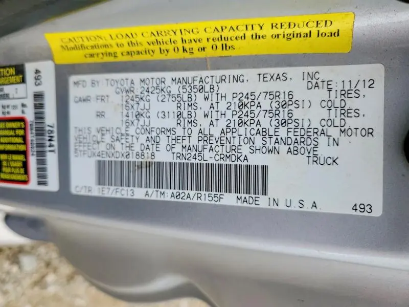 2013 TOYOTA TACOMA ACCESS CAB  