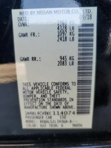 2019 NISSAN ALTIMA SR  