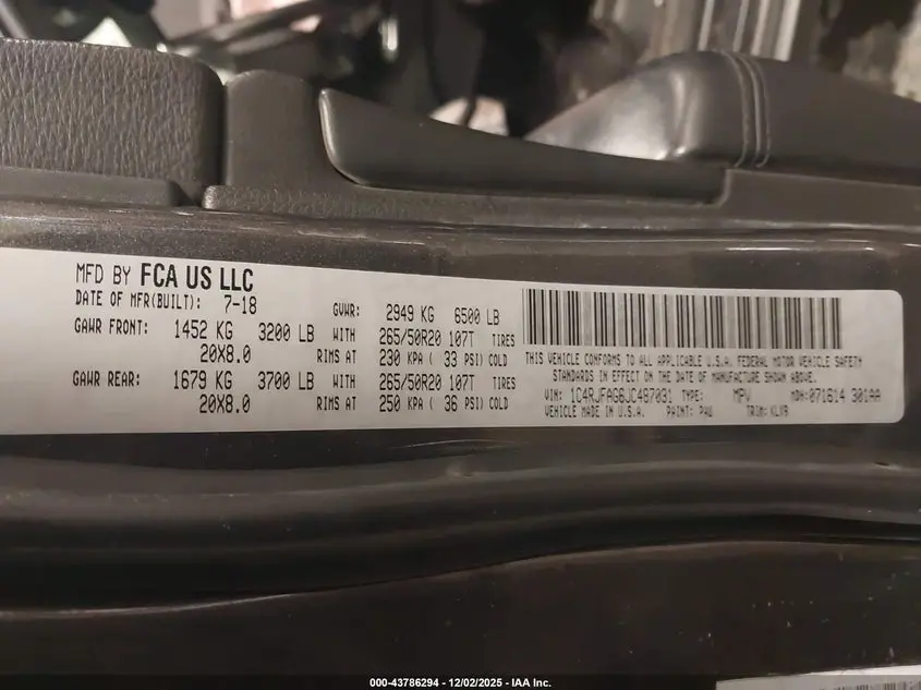 2018 JEEP GRAND CHEROKEE ALTITUDE 4X4