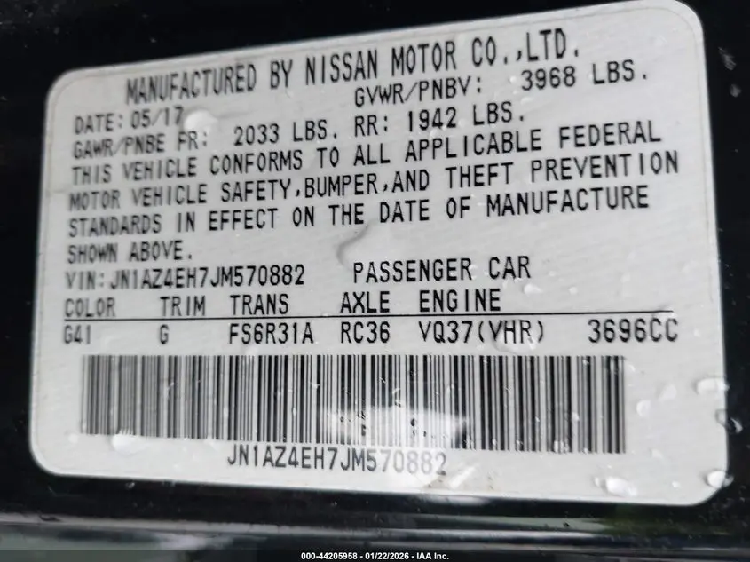 2018 NISSAN 370Z TOURING