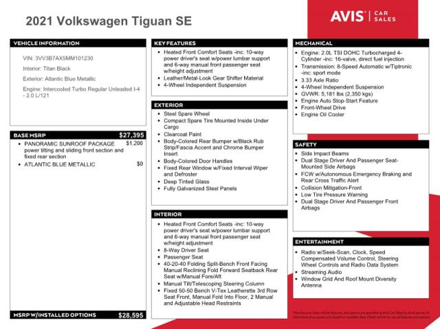 2021 VOLKSWAGEN TIGUAN SE