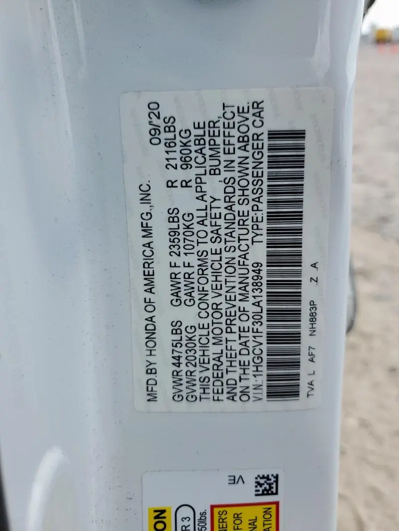 2020 HONDA ACCORD SPORT  