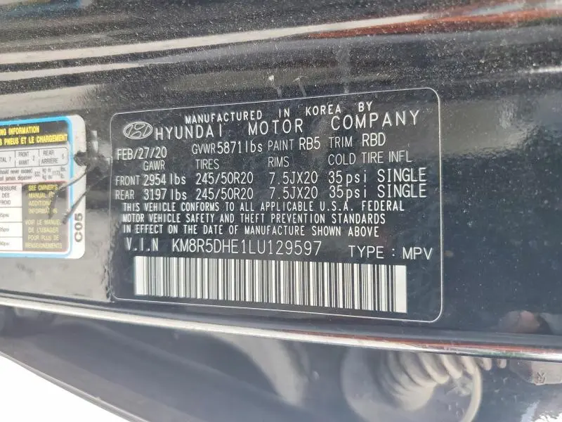 2020 HYUNDAI PALISADE LIMITED  