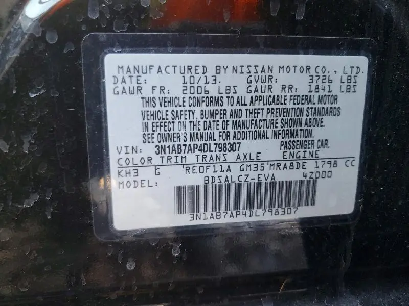 2013 NISSAN SENTRA S  