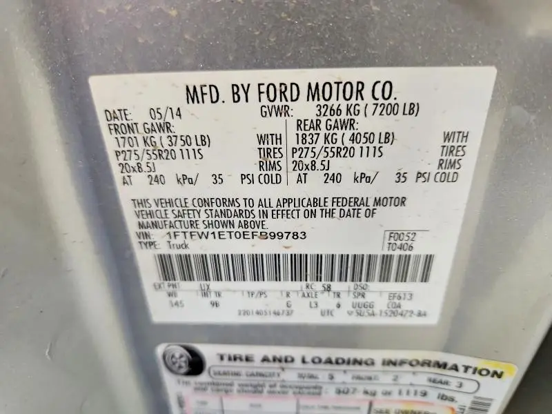 2014 FORD F150 PLATINUM  