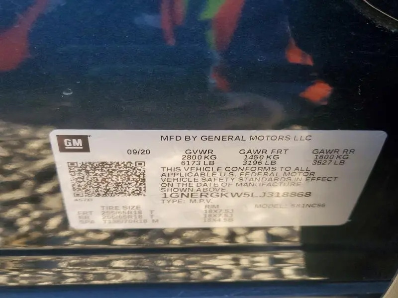 2020 CHEVROLET TRAVERSE LT  