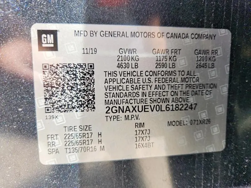 2020 CHEVROLET EQUINOX LT  