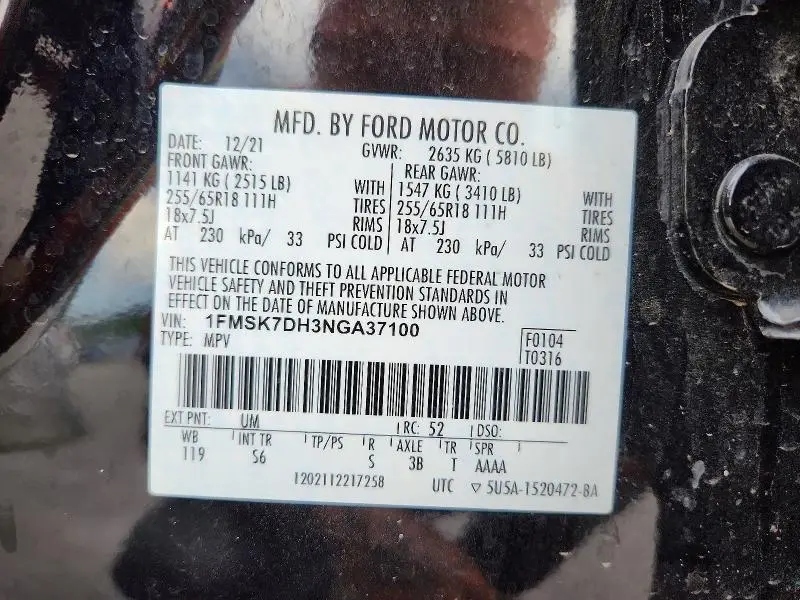 2022 FORD EXPLORER XLT  