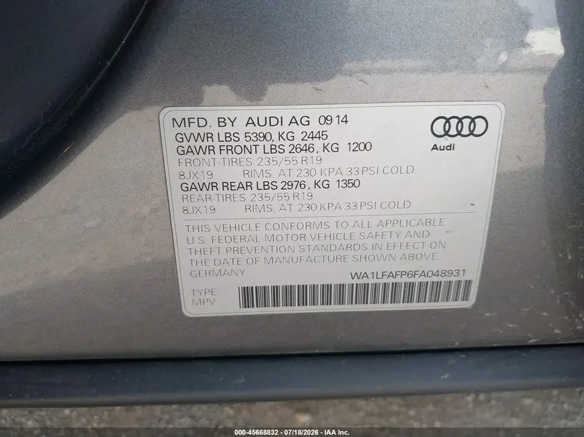 2015 AUDI Q5 2.0T PREMIUM