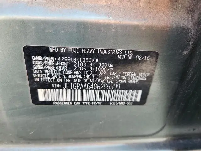 2016 SUBARU IMPREZA   