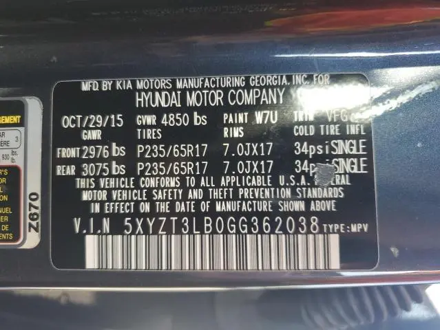 2016 HYUNDAI SANTA FE SPORT   