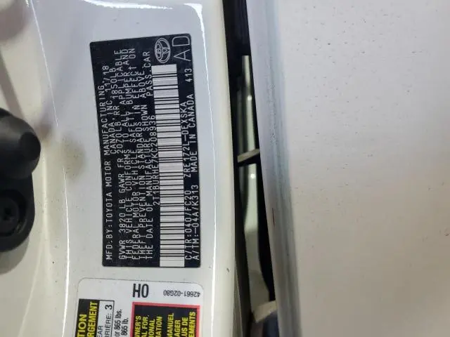 2019 TOYOTA COROLLA L  