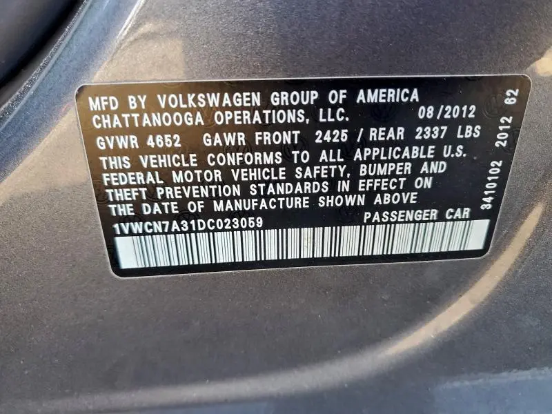 2013 VOLKSWAGEN PASSAT SEL  