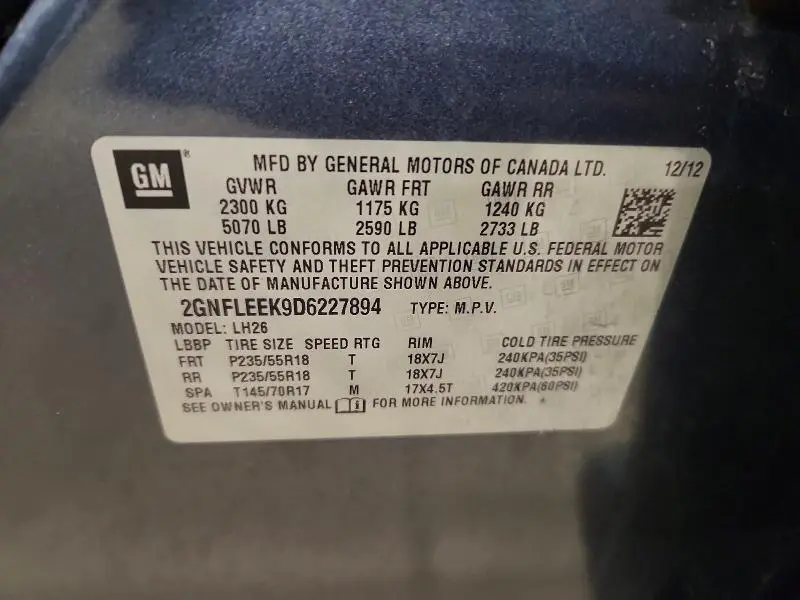 2013 CHEVROLET EQUINOX LT  