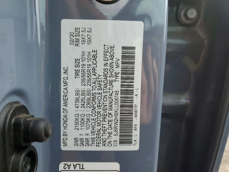 2020 HONDA CR-V TOURING  