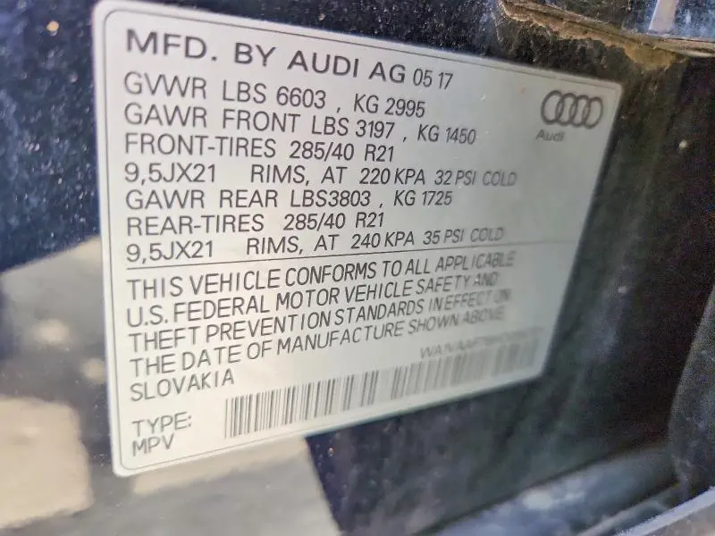 2017 AUDI Q7 PRESTIGE  