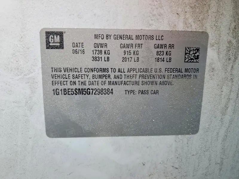 2016 CHEVROLET CRUZE LT  