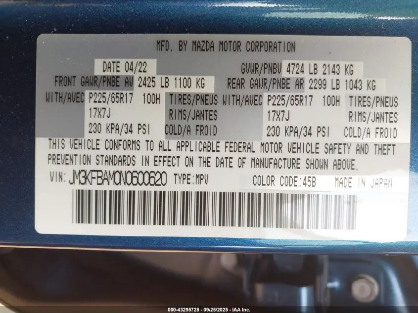 2022 MAZDA CX-5 2.5 S