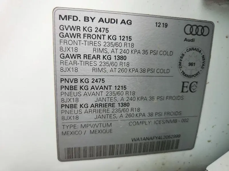 2020 AUDI Q5 PREMIUM  