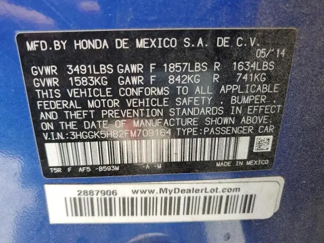 2015 HONDA FIT EX  