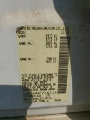 2015 NISSAN ALTIMA 2.5  