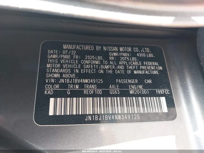 2022 NISSAN ROGUE SPORT SV FWD XTRONIC CVT