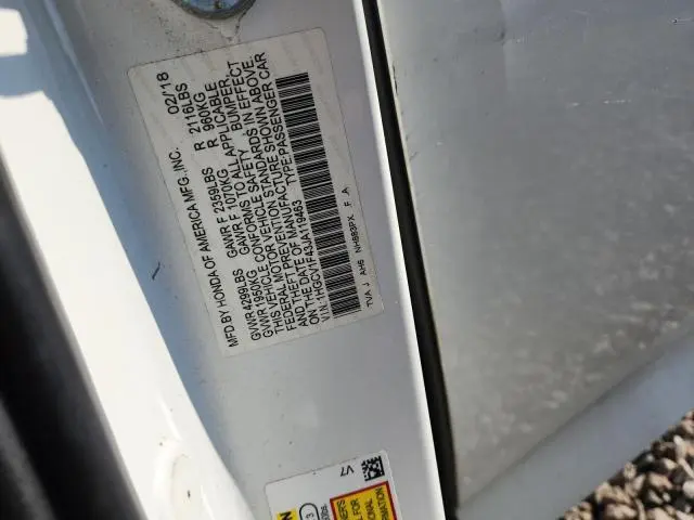 2018 HONDA ACCORD EX  