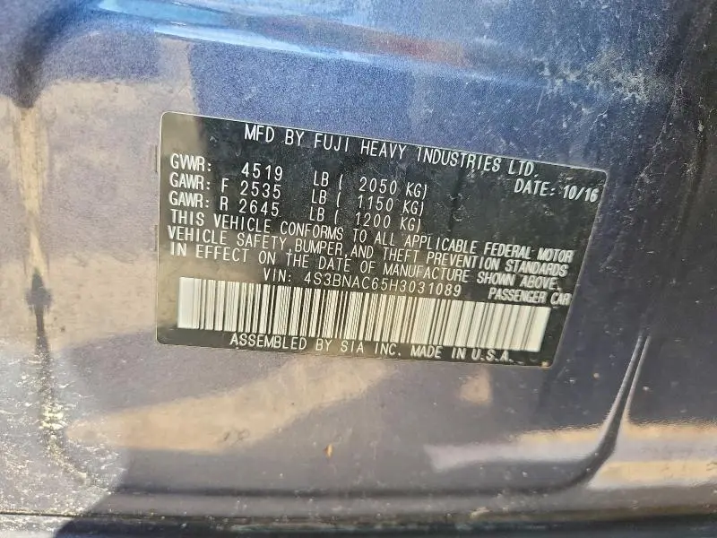 2017 SUBARU LEGACY 2.5I PREMIUM  