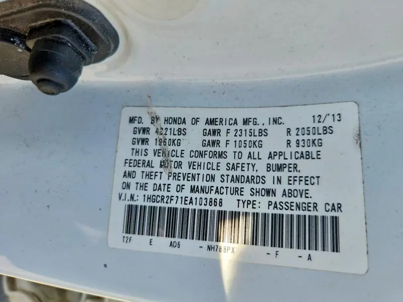 2014 HONDA ACCORD EX  