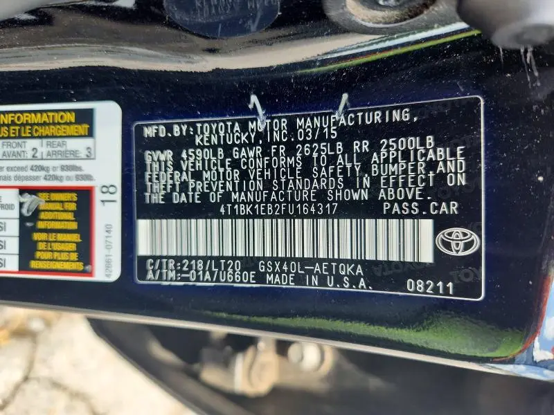 2015 TOYOTA AVALON XLE TOURING  