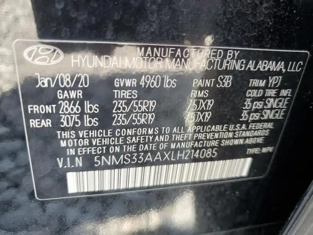 2020 HYUNDAI SANTA FE SEL  