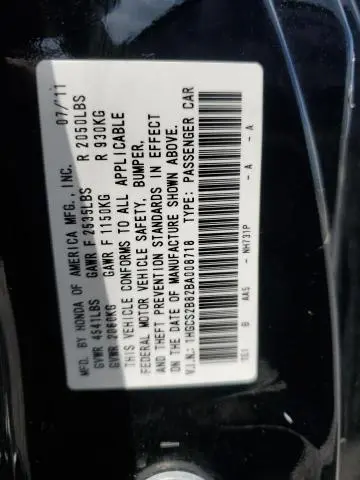 2011 HONDA ACCORD EXL  