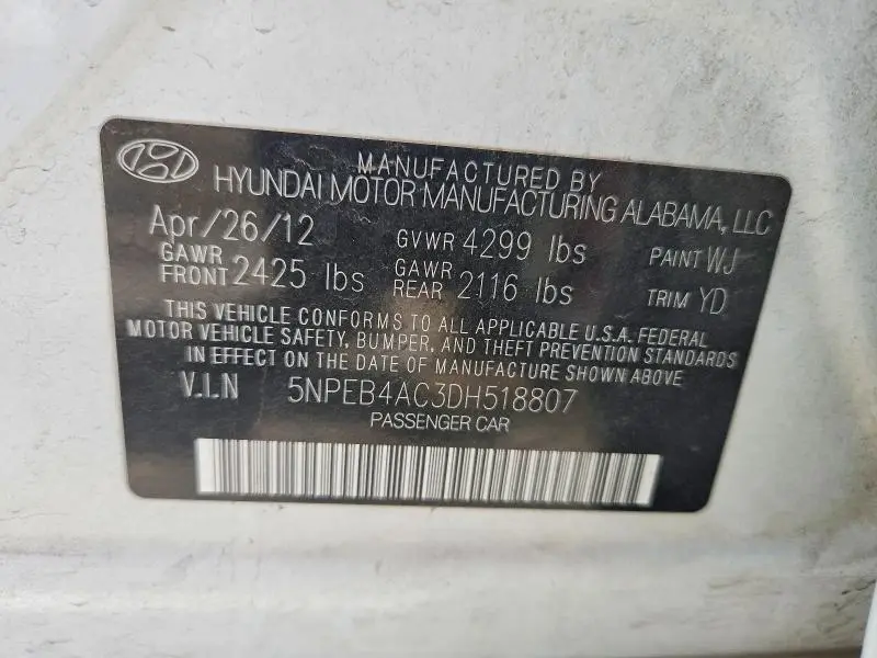 2013 HYUNDAI SONATA GLS  