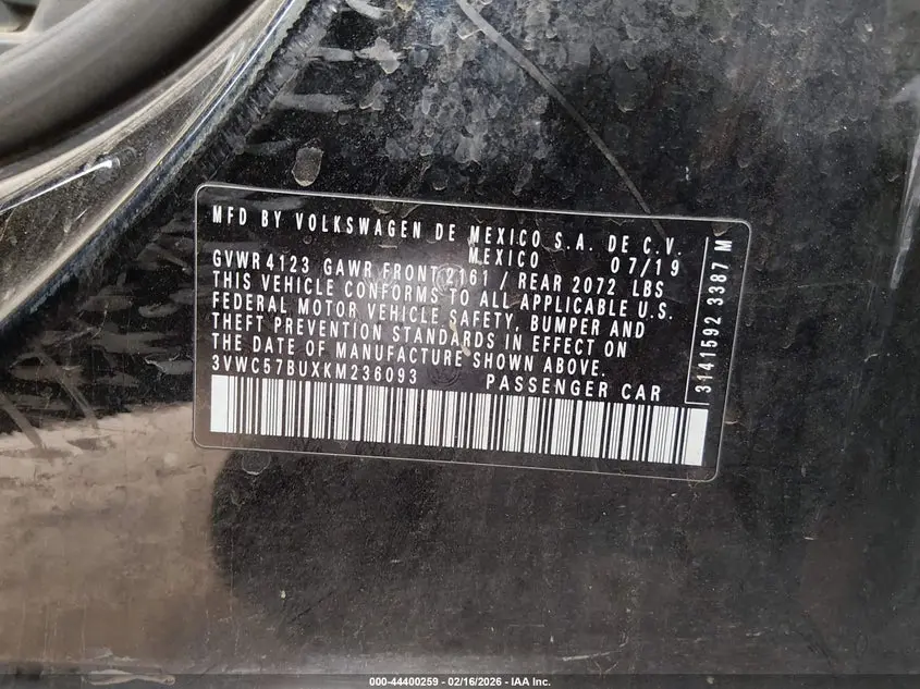 2019 VOLKSWAGEN JETTA 1.4T R-LINE/1.4T S/1.4T SE