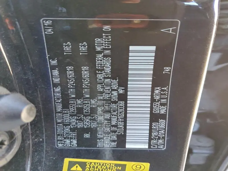 2016 TOYOTA HIGHLANDER XLE  