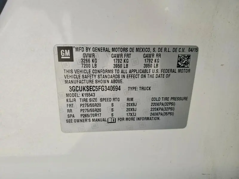 2015 CHEVROLET SILVERADO K1500 LTZ  