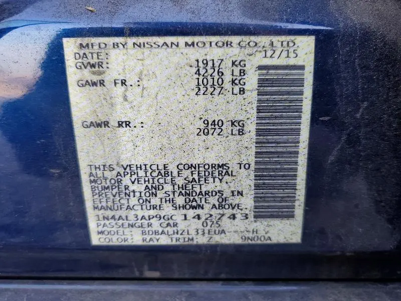 2016 NISSAN ALTIMA 2.5  