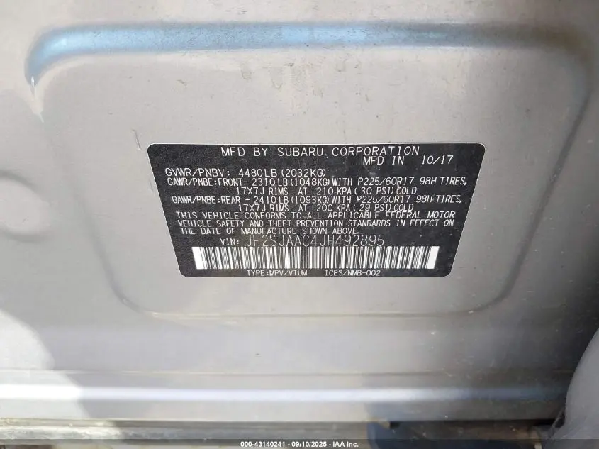 2018 SUBARU FORESTER 2.5I