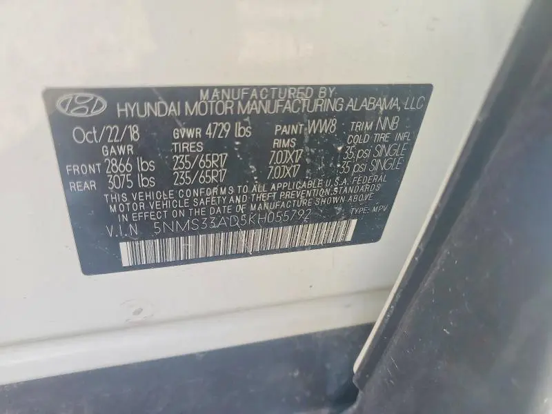 2019 HYUNDAI SANTA FE   