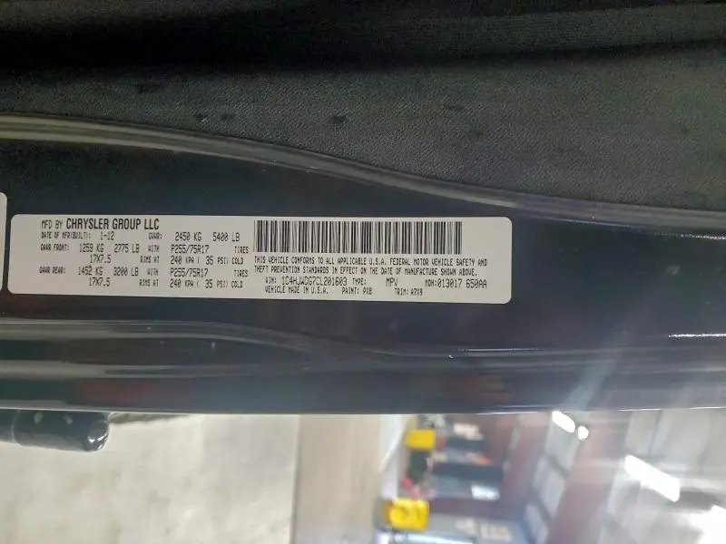 2012 JEEP WRANGLER UNLIMITED SPORT  