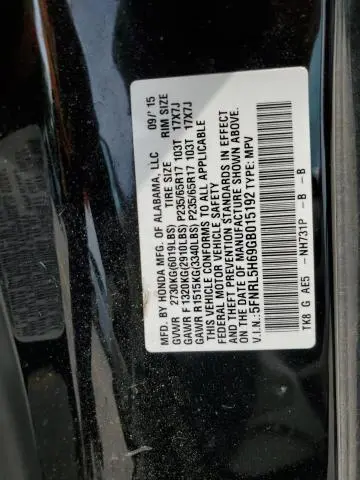 2016 HONDA ODYSSEY EXL  